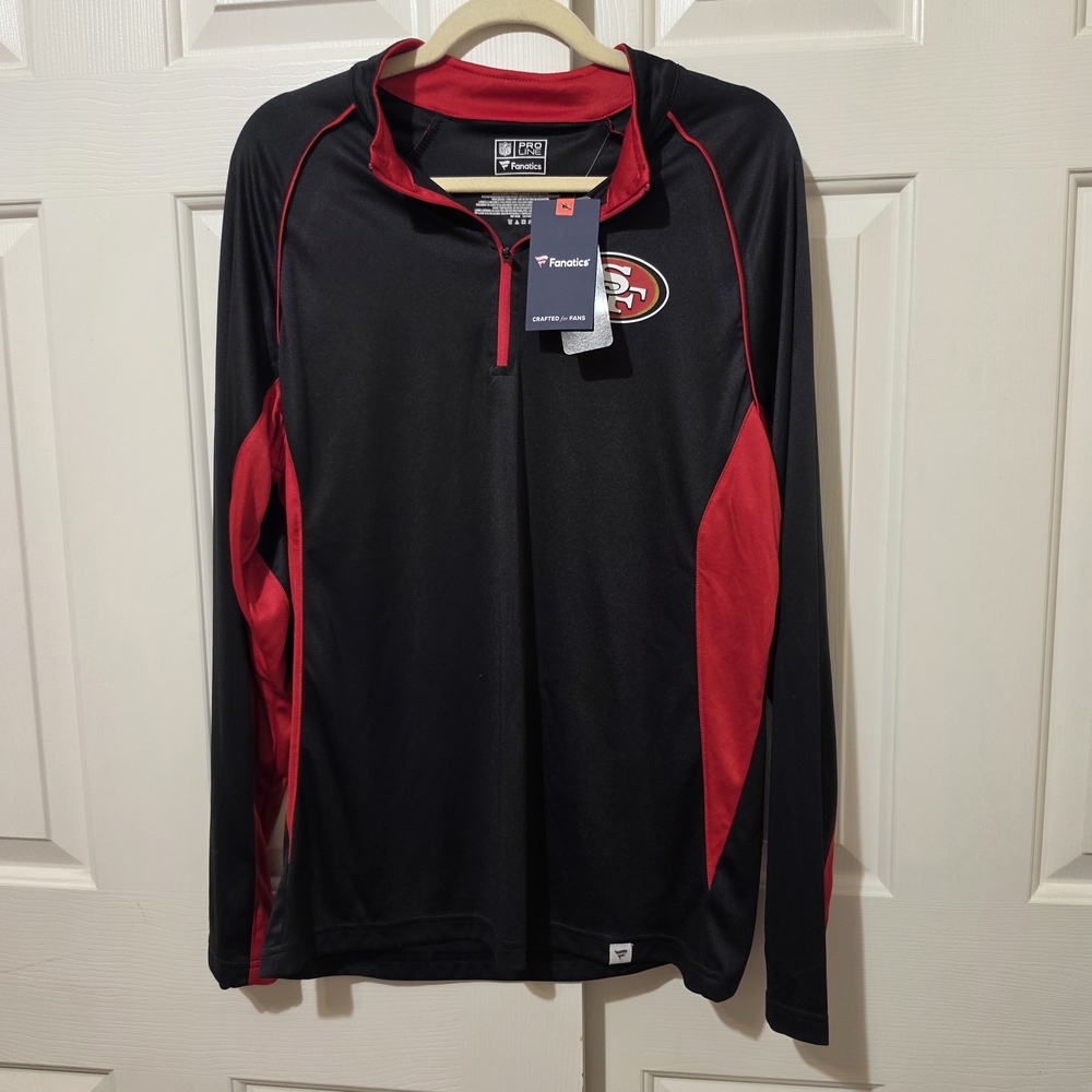 NWT NFL x Fanatics San Francisco 49ers 1/4 Zip Pullover Men's M Black Red Golf